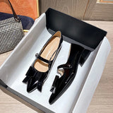 KYLETHOMASW  -  Fashion Elegant Pointed Toe Mary Jane Shoes for Women Retro Wedding Party Office Slip on Casual Women's Sandals Sandalias Mujer