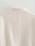 KYLETHOMASW  -  Standing Collar Buttons Women's Jackets Loose Long Sleeve Pockets Coats Solid Color Fold Tops Autumn Casual Outdoors Clothes