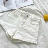 KYLETHOMASW  -  Women High Waist Cuffed Denim Shorts Korean Basic Slim Wide Leg Hot Pants For Summer Daily Wear