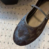 KYLETHOMASW  -  Round Toe Horsehair Ballet Flats Women Shoes Elastic Band Elegant Red Mary Janes Ladies Shallow Spring Autumn Black Loafers
