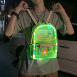 KYLETHOMASW  -  Large Capacity LED Lights Schoolbag Adjustable Straps Waterproof PVC Transparent Backpack Visible Multi-functional