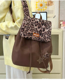 KYLETHOMASW  -  Japanese Harajuku Style Y2k Retro Leopard Print Large Capacity Backpack Travel Storage Bag Student School Bag Women's Bag