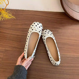 KYLETHOMASW  -  Spring Polka Dot Women Ballet Flats Comfortable Square Toe Style Soft Sole Ladies Dress Shoes