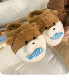 KYLETHOMASW  -  Cute Cotton Slippers For Women Winter Cartoon Animal Slippers Indoor Home Anti Slip Thick Bottom Warm Velvet Slippers