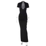 KYLETHOMASW  -  Autumn New Sexy Dress Temperament New Slimming V-neck Slim Fit Slit Evening Dress Dress Long Skirt Selegant Fit Rich Girl