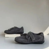 KYLETHOMASW  -  Spring Autumn Women's Vulcanize Shoes Flat Sole Lace-up Hook & Loop Sneakers Women Leisure Retro Ballet Zapatillas De Mujer