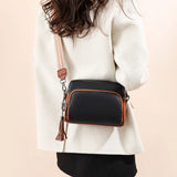 KYLETHOMASW  -  Women Zipper Satchel Bag Genuine Leather Handbag Purse Adjustable Strap Trendy Crossbody Purse Travel Sling Bag Commuting Bag