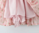 KYLETHOMASW  -  Sexy Pink Floral Print Elastic Slash Shoulder Dress Folded Elastic Waist Swing A-line Short Tank Robe Holiday Femme Vestidos