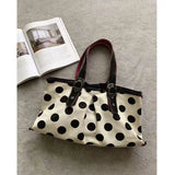 KYLETHOMASW  -  Japanese Retro Polka Dot Tote Bag Women Fashion Large Capacity Shoulder Bag Ladies Lightweight Commute Casual Underarm Bag Chic