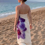KYLETHOMASW  -  Summer New Floral Printed One-piece Robes Elegant Sleeveless Backless Slim Evening Dress Sexy Tube Top Floor-length Long Dress
