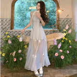 KYLETHOMASW  -  Bow-tie Strap Waist-cinching Slim Fit Mesh Cami Dress