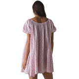 KYLETHOMASW  -  Women Summer Puff Sleeve Digital Floral Print Short Sleeve Round Neck Casual Dress Fashion 2025 New Arrival