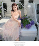 KYLETHOMASW  -  Chic Spaghetti Strap Women's Dresses Summer French Style Princess V-neck Evening Dresses Fashion Elegant Female Dress