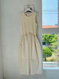 KYLETHOMASW  -  Casual Long Dress Women 2025 Korean Summer Design Round Neck Pleated Texture Slim Fit Sleeveless Vest Vestidos