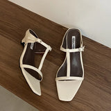 KYLETHOMASW  -  Summer Women Slipper Square Heels Sandals Square Toe Party Wedding Shoes Slip On Beach Slides Mujer