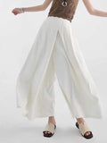 KYLETHOMASW  -  Elegant High Waist White Half Skirt Women's Spring Summer New plus Size Draping Slimming Wide Leg Skirt Pants Casual Cotton