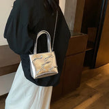 Kylethomasw Fashion and Casual Handheld Small Shoulder Bag for Women's New Simple Silver Square Bag High Quality Crossbody Bag