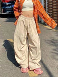 KYLETHOMASW  -  Striped Cargo Pant Women Summer High Waist Y2K Wide Leg Pants American Fashion Loose Dance Streetwear Lady Long Trousers