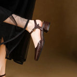 KYLETHOMASW  -  2025 Vintage Women Sandals Square Toe Thick Heels 3.5cm Buckle Strap Breathable Small Size 31 32 33 Sweet Daily Shoes