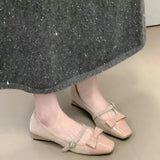 KYLETHOMASW  -  French Square Toe Block Heel Bow Shallow Single Shoes for Women New Spring and Summer Mary Jane Shoes