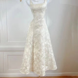 KYLETHOMASW  -  spring and autumn French jacquard dress temperament niche slim waist suspender birthday dress