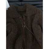 KYLETHOMASW  -  Vintage Sweater Women Harajuku Lace Up Knitted Pullovers Streetwear Korean Knitwears Winter Long Sleeve Casual Jumpers New