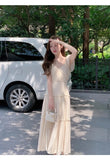 KYLETHOMASW  -  Summer Solid Fairy Dress for Women Y2K Slim V Neck A-Line Long Cake Dress Birthday Evening Party Holiday Chic Vestidos Fashion