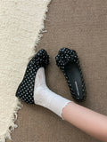 KYLETHOMASW  -  Fashionable Thick Heel Mary Janes Women's Slip-On Shoes Polka Dot  Bow Knot Casual Comfy Footwear Summer Season
