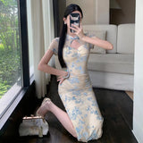 KYLETHOMASW  -  Chinese Style Jacquard Cheongsam Dress Women's Summer Sexy Short-sleeved Slim Fit Hip Wrap Long Dress Female Clothes
