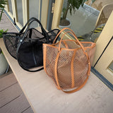 KYLETHOMASW  -  Brand Mesh Bucket Tote Bag Hollow Vegetable Basket Handbag Large Capacity Shoulder Messenger Bag Underarm Bag Fashion Women' Bag