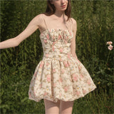 KYLETHOMASW  -  Summer dress women evening party mini dresses elegant floral bodycon dress korean fashion ruffle Cami dress backless
