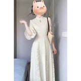 KYLETHOMASW  -  Large Size New Chinese Women Elegant National Style Dress Autumn Winter Cheongsam Improved Version Beautiful Hanfu A-line Dress
