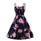 KYLETHOMASW  -  New Vintage Elegant Floral Party Cami A-Line Dress 50s 60s Women Summer Fashion Spaghetti Strap Shirred Back Retro Dresses