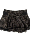 KYLETHOMASW  -  New American Y2K Leopard-print Bow Skirts Women  Lace Patchwork Retro Punk Fashion Slim Skirt Aesthetic Sexy Style Chic Clothing