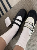 KYLETHOMASW  -  Vintage Round Toe Shallow Mouth Velcro Sports Flat Ballet Shoes Women Mary Jane Shoes German Training Shoes