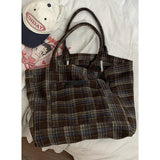 KYLETHOMASW  -  Contrast Color Plaid Preppy Casual Women's Handbags Grunge All Match High-capacity Shoulder Underarm Bag Y2k Aesthetic Tote Bags