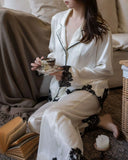 KYLETHOMASW  -  Women French Style Spring Long Sleeve  Sleepwear Set Home Comfortable V-Neck Home Clothes