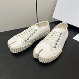 KYLETHOMASW  -  Canvas Tabi Sneakers Women Split Toe Flats Ladies Low Top Tabi Shoes Pig Hoof Shoes Loafers Zapatos De Mujer