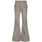 KYLETHOMASW  -  American Design Pocket Slimming Bell Bottom Jeans Women's Spicy Girl Street Fashion Retro Low Waist Casual Pants