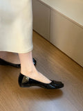 KYLETHOMASW  -  Sheepskin Version·French Soft Style Square-Toe Flats Shallow Soft Sole Evening Shoes Flat Mary Jane Shoes with Skirts