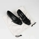 KYLETHOMASW  -  Retro Brown Chunky Heel Women Pumps Fashion Tie Bow Design Square Toe Mary Jane Shoes Spring Comfort Banquet Women's Shoes
