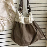 KYLETHOMASW  -  Japanese Retro Sweet Lace Tote Bag Women Harajuku Polka Dot Large Capacity Shoulder Bag Ladies Harajuku Casual Versatile Handbag