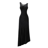 KYLETHOMASW  -  French Sexy Thin Slim Sleeveless Dress Women Summer Holiday Daily Wear Knitted Dresses Elegant Irregular Midi Vestidos A256