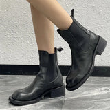 KYLETHOMASW  -  New Women's Chelsea Boots Retro Square Toe Women Ankle Boots Large Size Stretch female Cigarette Boots