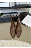 KYLETHOMASW  -  Designer Brand Genuine Leather Insole Height-increasing Boots with Zipper At The Back Silver Fashionable Ankle Boots for Women