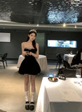 KYLETHOMASW  -  Heavyweight Velvet Mini Dress Women Sparkling Star Diamond One Shoulder High Waist Puffy Silken Gown Street Style Trendy Fashion