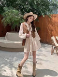 KYLETHOMASW  -  White Gentle Style Long-sleeved Dress for Women with Waist Slimming a Character
