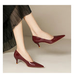 KYLETHOMASW  -  5cm Stilletos High Heels Dress Shoes Ladies Red/Nude Pumps Women Patent Leather Tacones Wedges Femme Office Gift Shoes Wedding