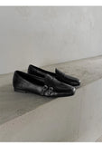 KYLETHOMASW  -  Elegant Burgundy Square Toe Loafers Women Fashion Metal Buckle Stitching Designer Shoes Comfortable Commuting Flat Office Shoes