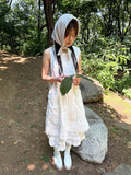 KYLETHOMASW  -  Women's Korean Dongdaemun design back lace dress + ruffled patchwork shorts two-piece set